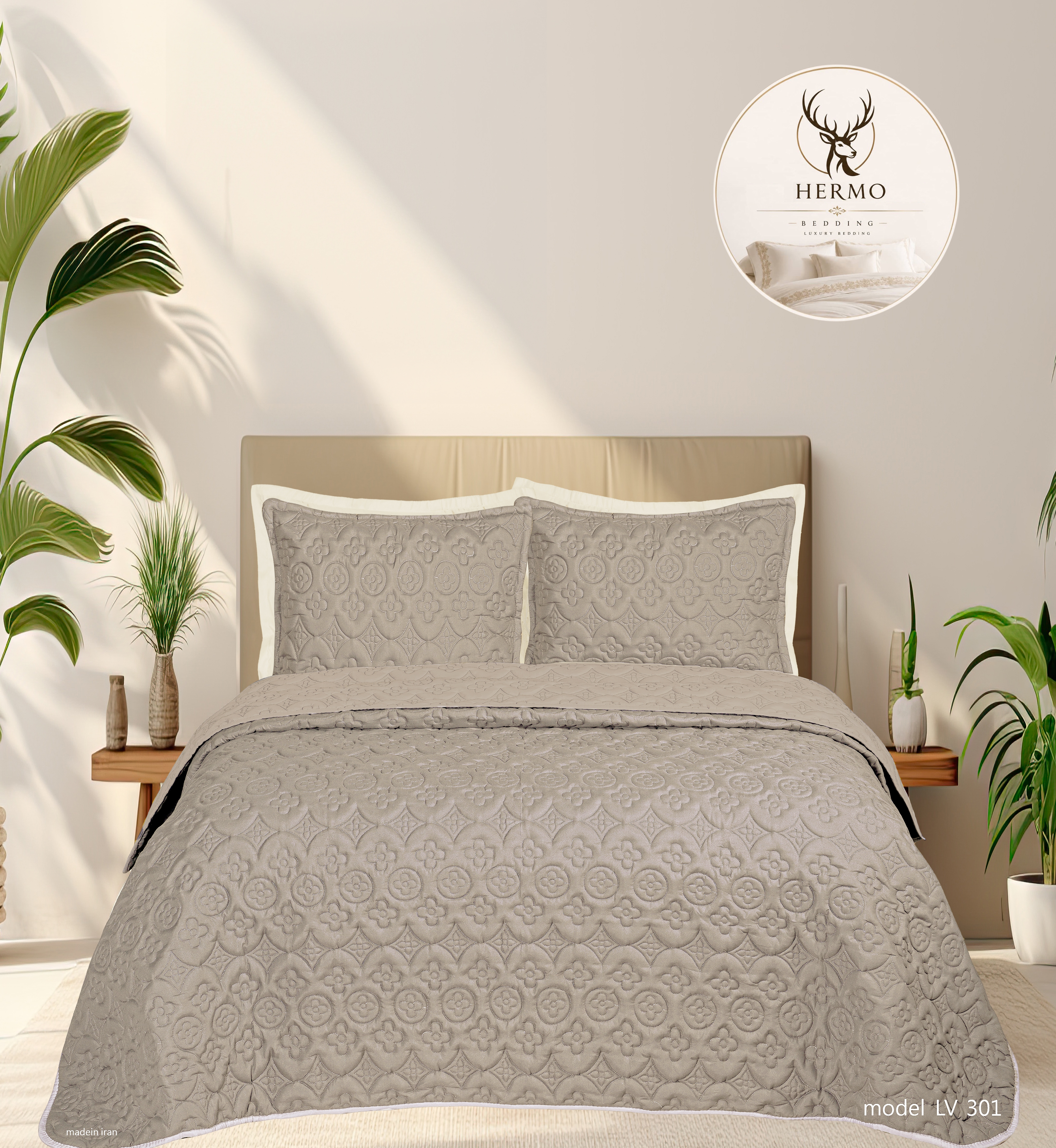 سرویس خواب طرح LV دو نفره برند هرمو